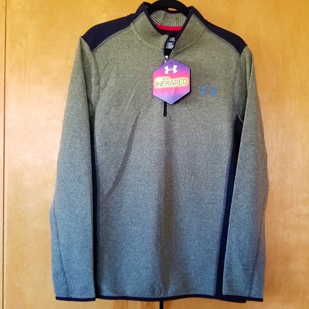 New Men's Under Armour pullover olive fleece